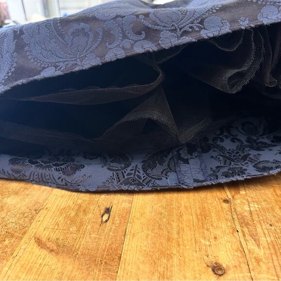 Gunne Sax vintage 80s navy brocade tea length formal/party dress size 7/8 - Picture 11 of 16